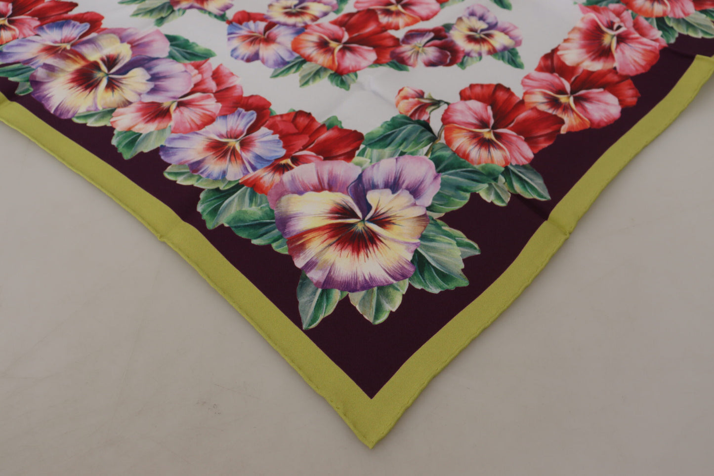 Elegant Floral Silk Square Scarf