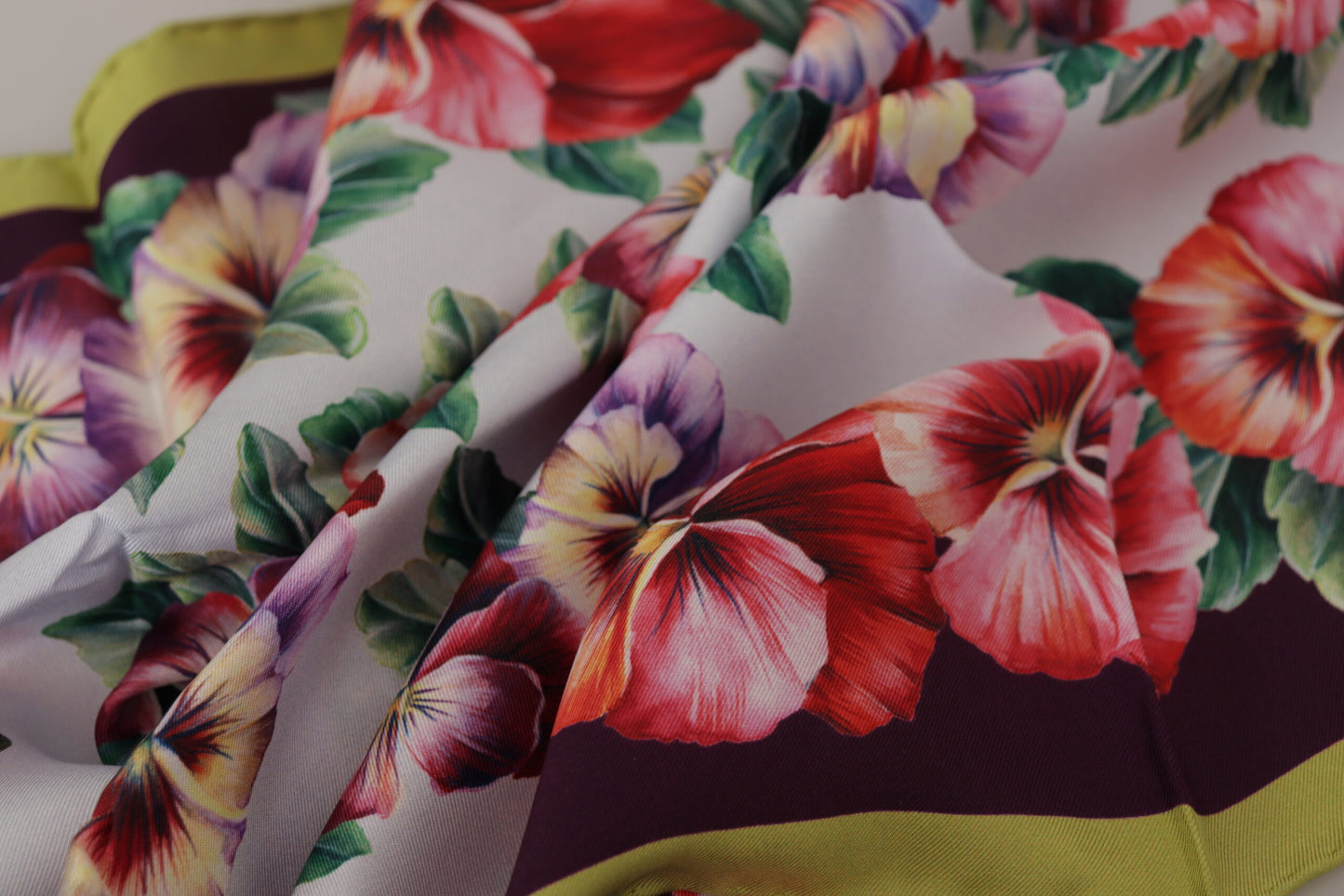 Elegant Floral Silk Square Scarf