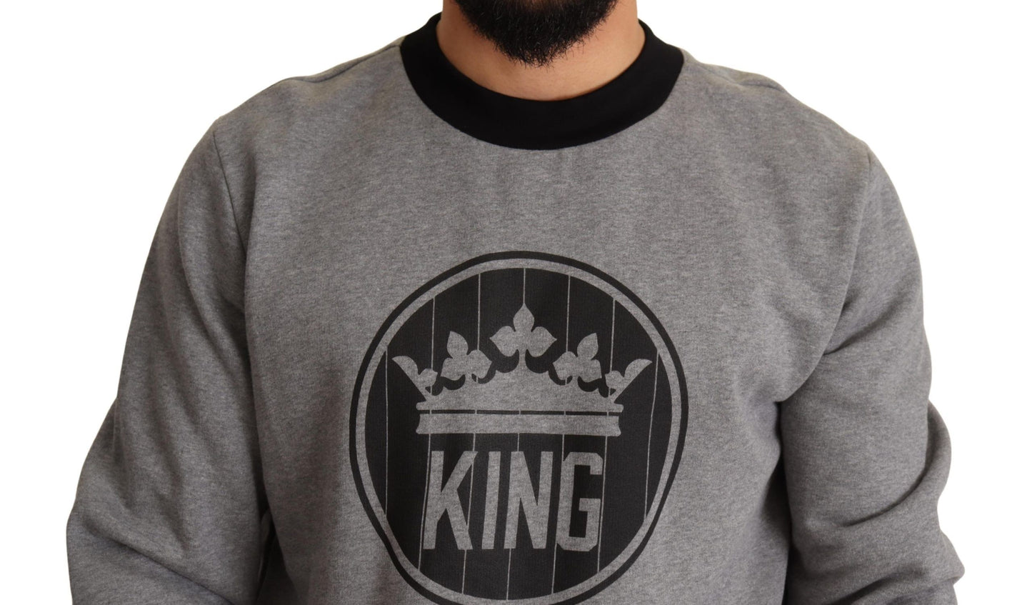 Regal Crown Printed Gray Cotton Sweater