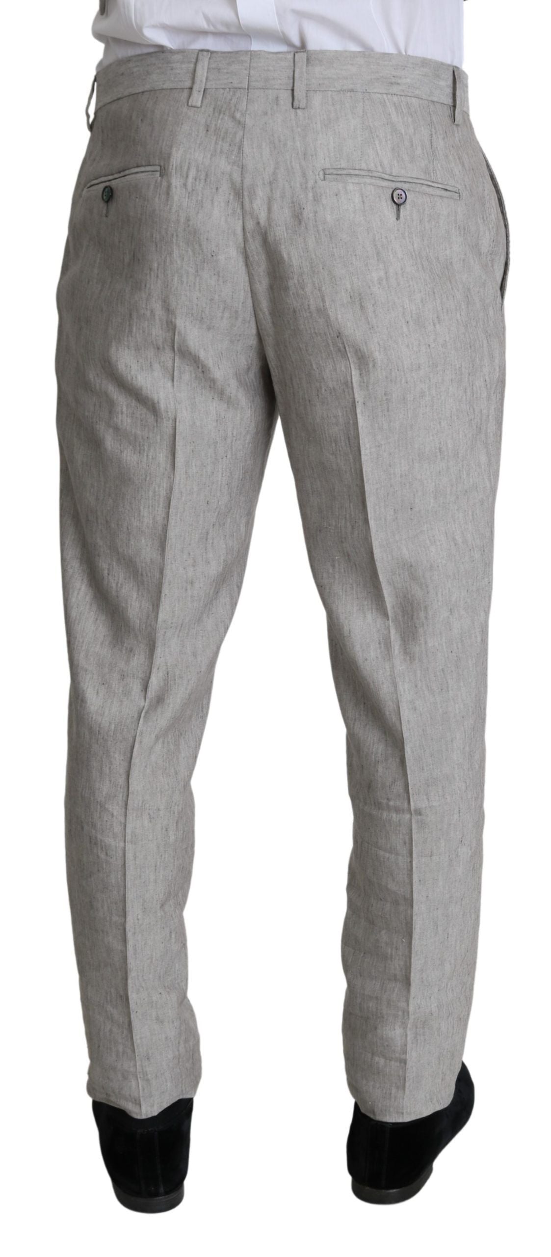 Elegant Slim Fit Gray Linen-Silk Suit