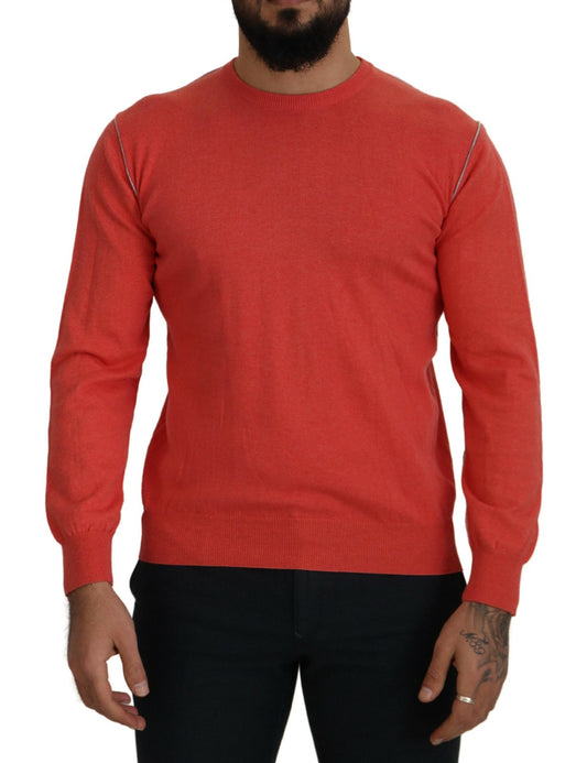 Elegant Orange Crewneck Pullover Sweater