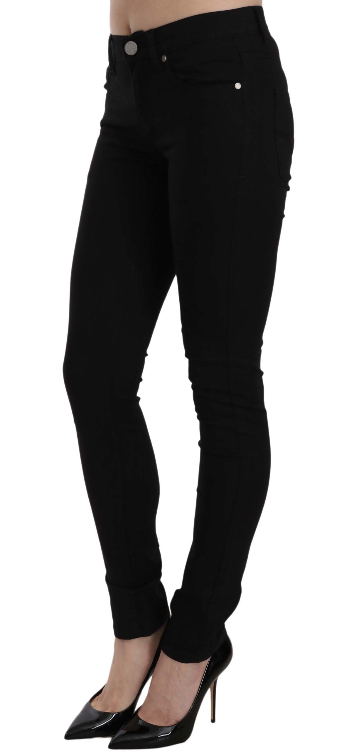 Elegant Black Slim-Fit Couture Pants