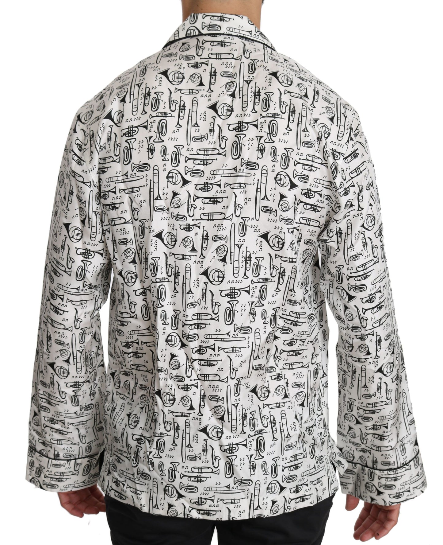 Elegant Silk Musical Print Pajama Shirt