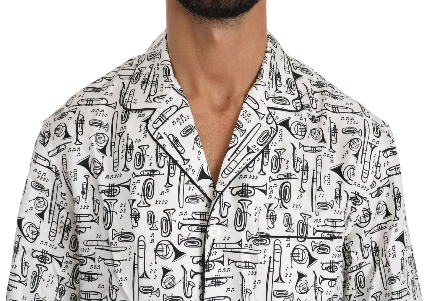 Elegant Silk Musical Print Pajama Shirt