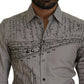 Gray Printed Cotton Slim Dress GOLD Shirt
