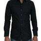 Black Cotton Slim Fit Dress Shirt
