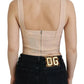 Beige Cropped Bustier Corset Brassiere Top