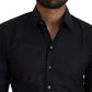 Black Cotton Slim Fit Dress Shirt