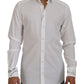 White Printed Cotton SlimFit Dress GOLD Shirt