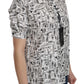 Musical Instrument Print Silk Collared Top