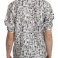 Musical Instrument Print Silk Collared Top