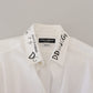 White Printed Cotton SlimFit Dress GOLD Shirt