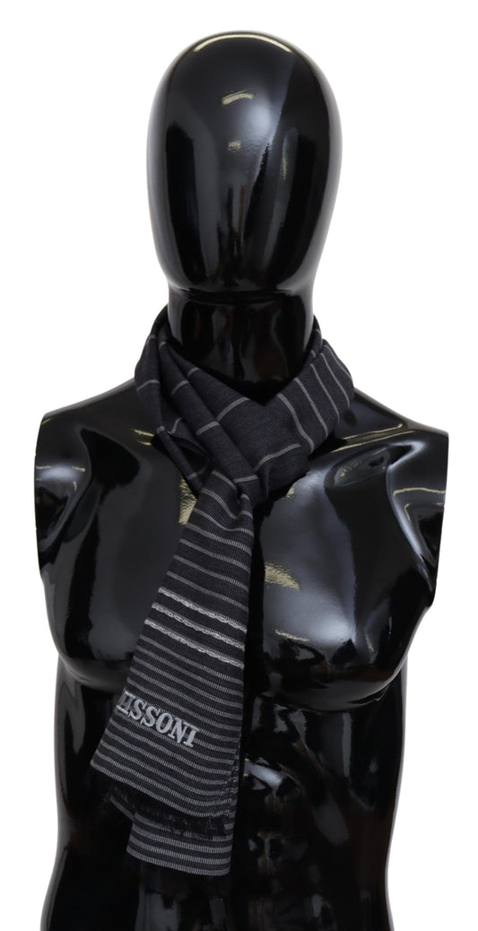 Elegant Wool-Silk Striped Scarf