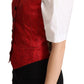 Red Brocade Leopard Print Waistcoat