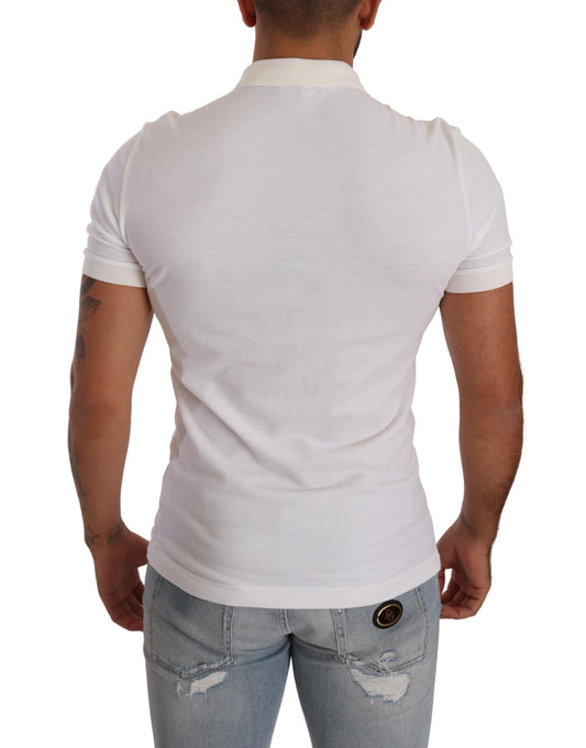 Elegant White Cotton Polo T-Shirt