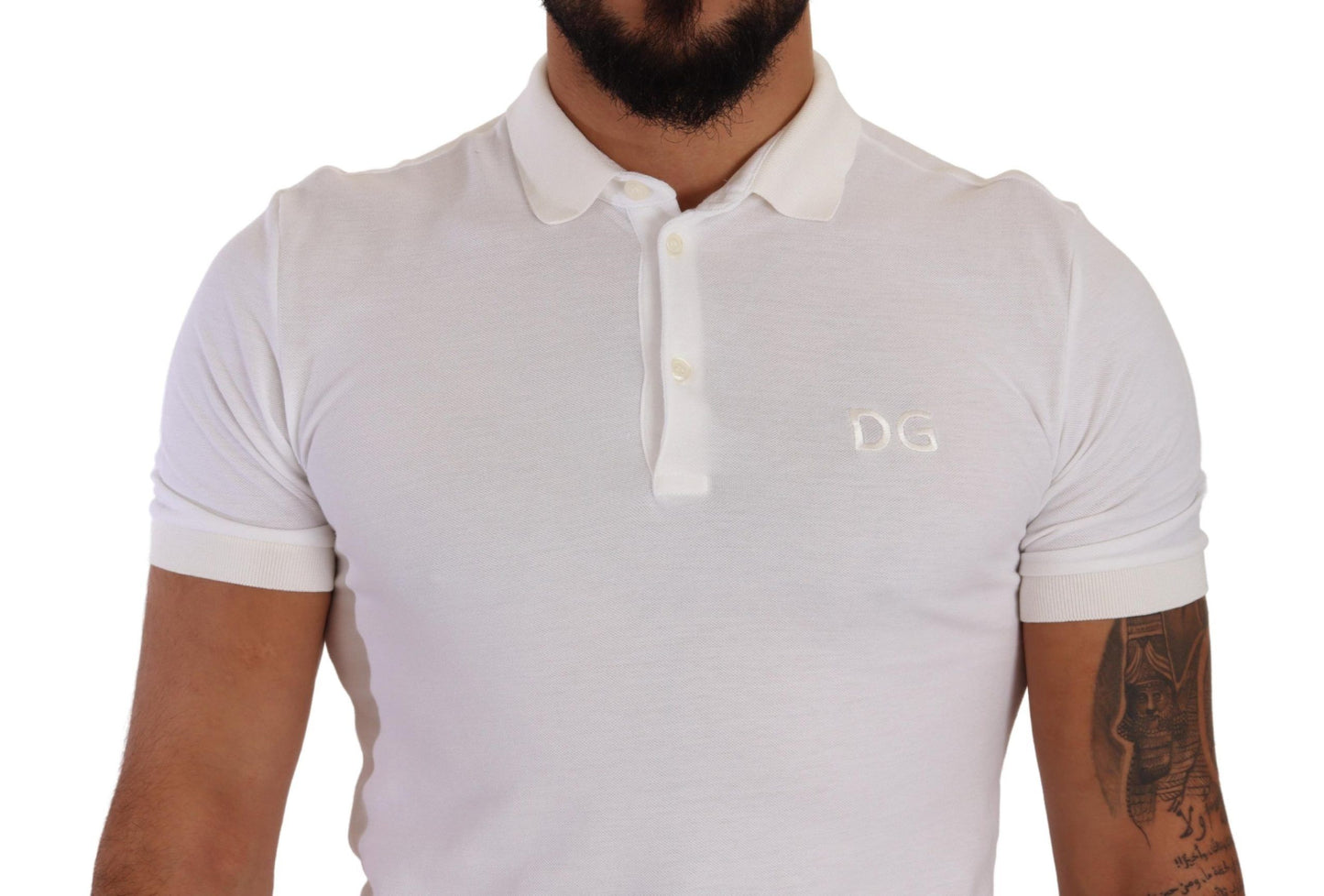 Elegant White Cotton Polo T-Shirt