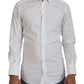 White Cotton Slim Fit Formal Dress GOLD Shirt