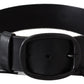 Elegant Black Leather Waist Belt