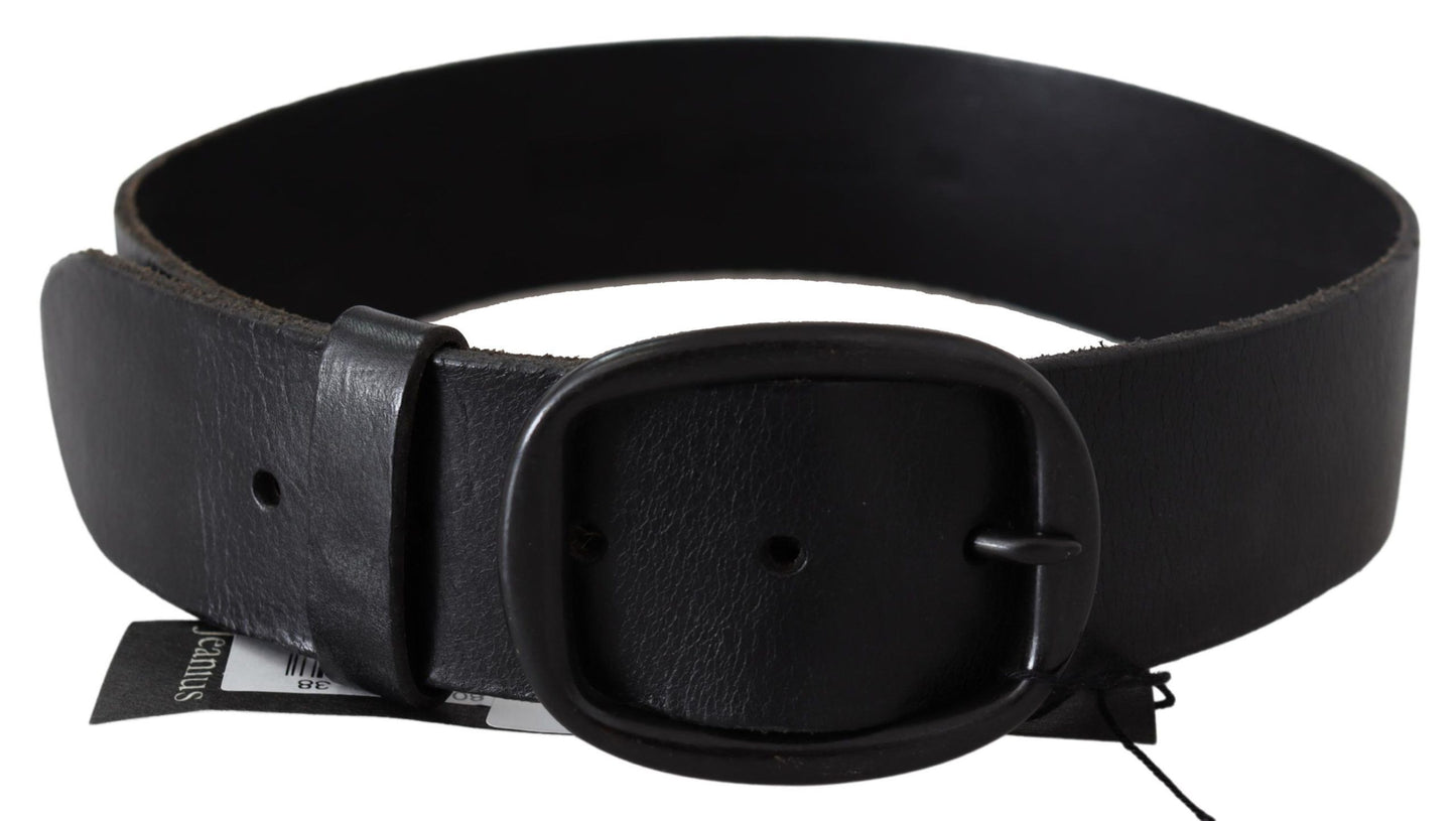 Elegant Black Leather Waist Belt