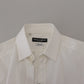 White Cotton Slim Fit Formal Dress GOLD Shirt