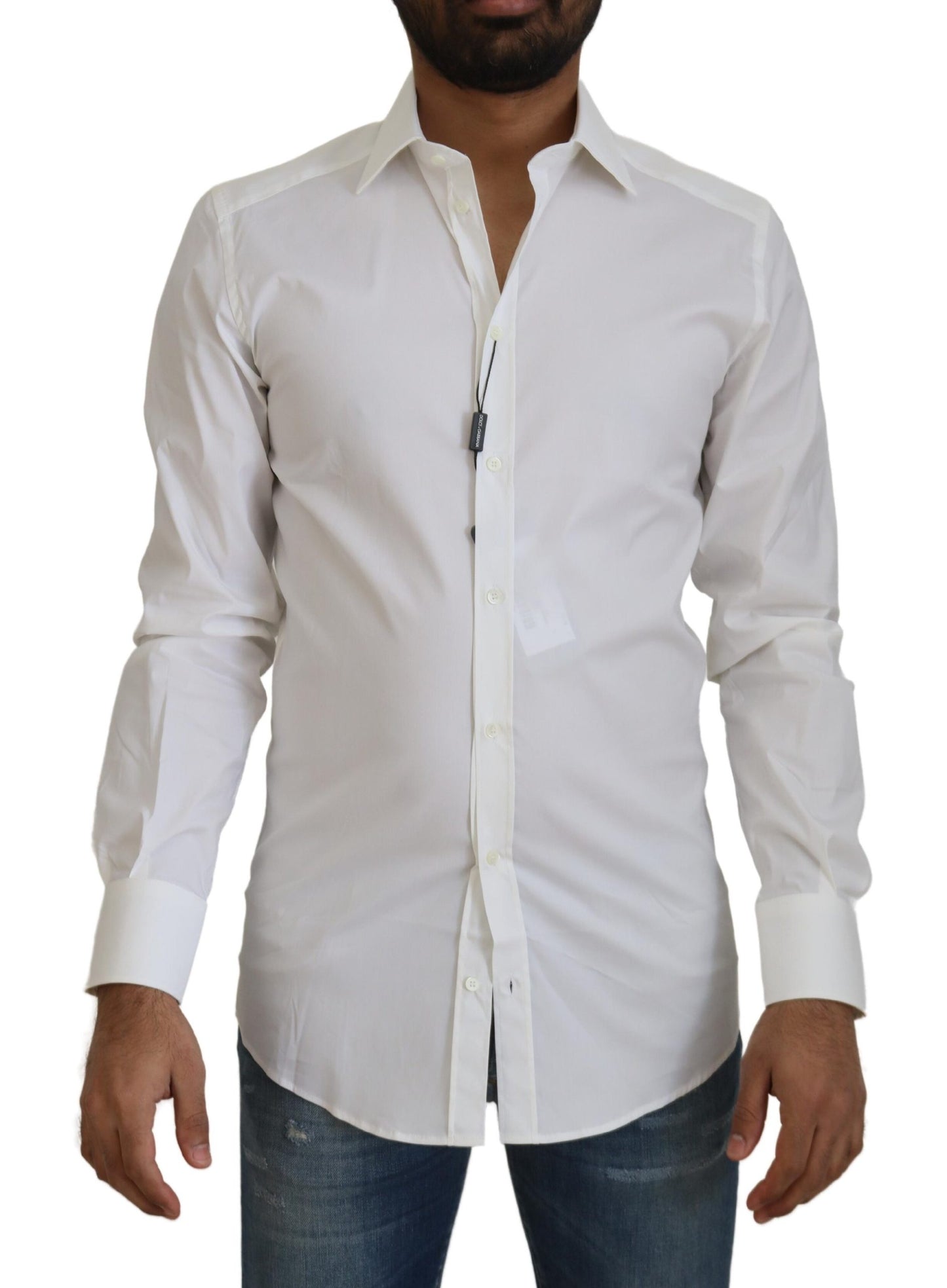 Elegant White Slim Fit Dress Shirt