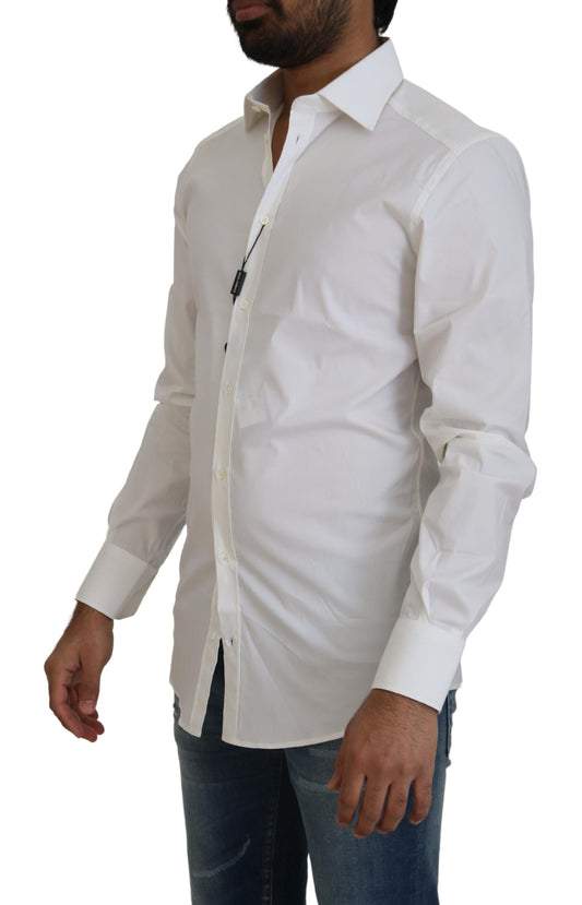 Elegant White Slim Fit Dress Shirt