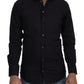 Black Cotton Slim Fit Formal Dress GOLD Shirt