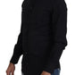 Black Cotton Slim Fit Formal Dress GOLD Shirt