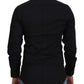 Black Cotton Slim Fit Formal Dress GOLD Shirt