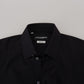 Black Cotton Slim Fit Formal Dress GOLD Shirt