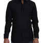 Black Cotton Slim Fit Formal Dress GOLD Shirt