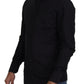 Black Cotton Slim Fit Formal Dress GOLD Shirt
