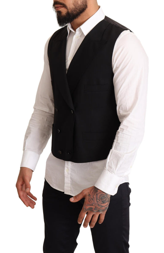 Elegant Black Wool Dress Vest