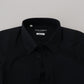 Black Cotton Slim Fit Formal Dress GOLD Shirt