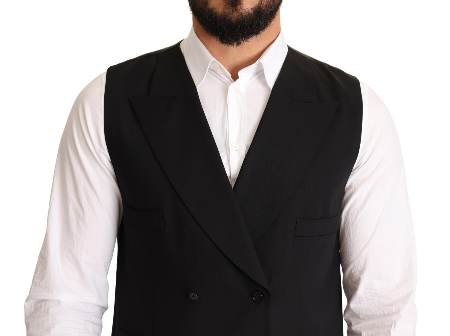 Elegant Black Wool Dress Vest