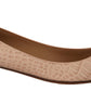 Beige Leather Kitten Heels Pumps Shoes