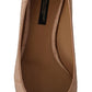 Beige Leather Kitten Heels Pumps Shoes