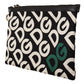 Elegant Black Nylon Leather Pouch