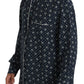 Silken Elegance: Blue Skull Print Lounge Shirt