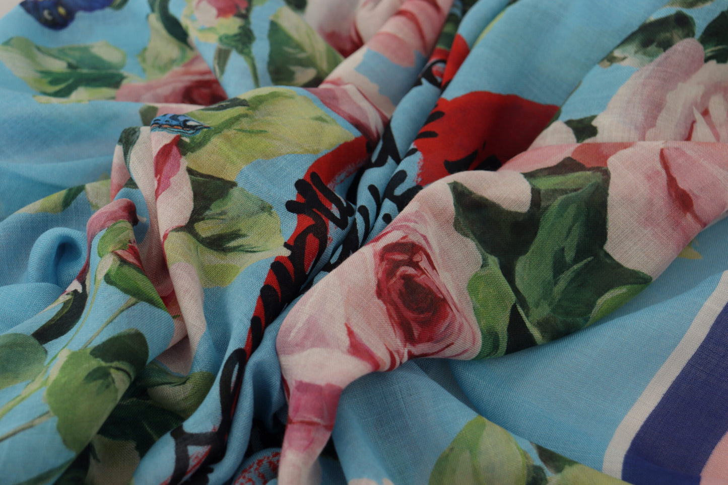 Tropical Rose Print Cashmere-Silk Shawl