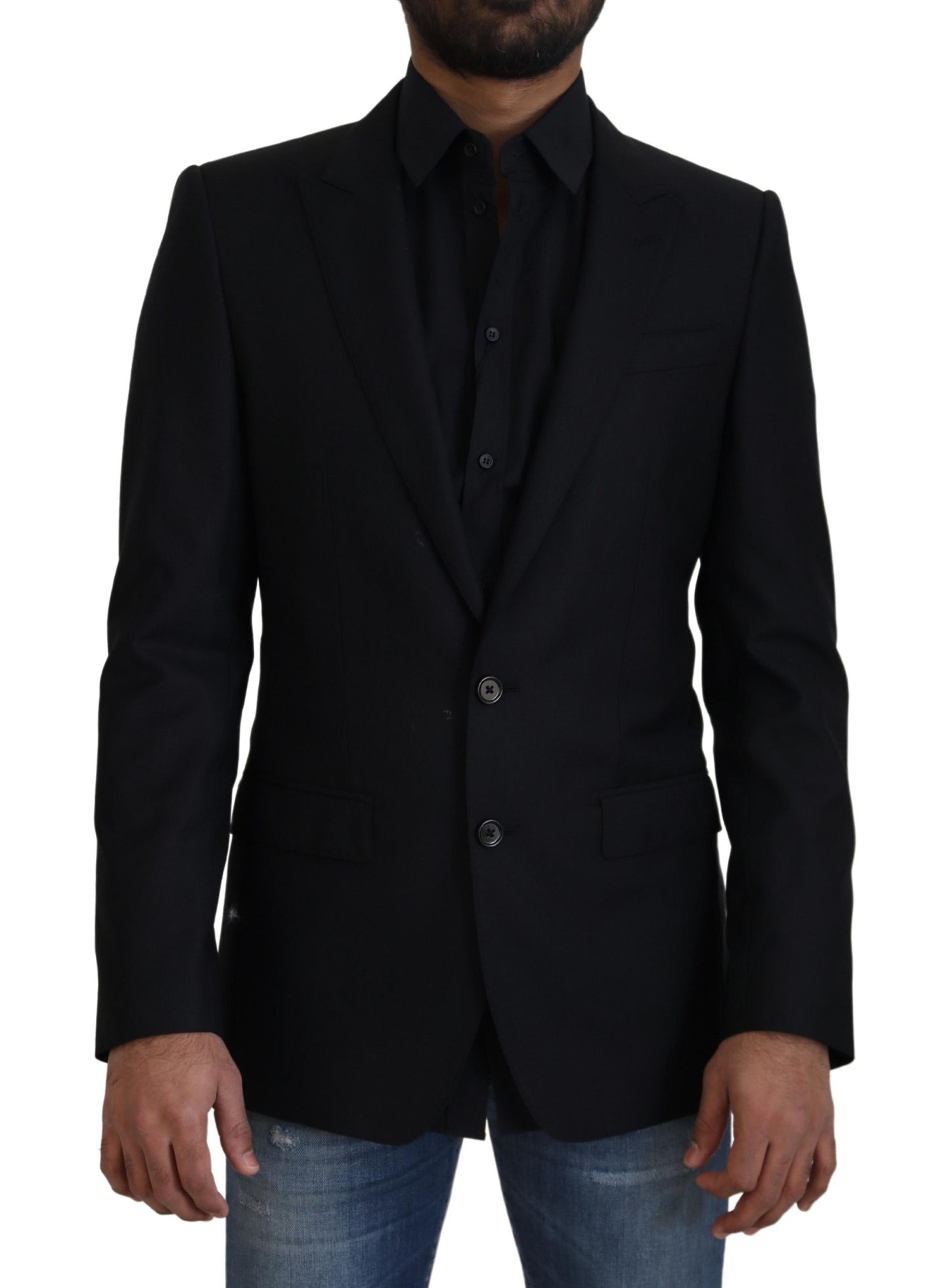 Elegant Slim Fit Wool-Silk Blazer