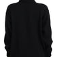 Elegant Black Turtleneck Wool-Cashmere Sweater