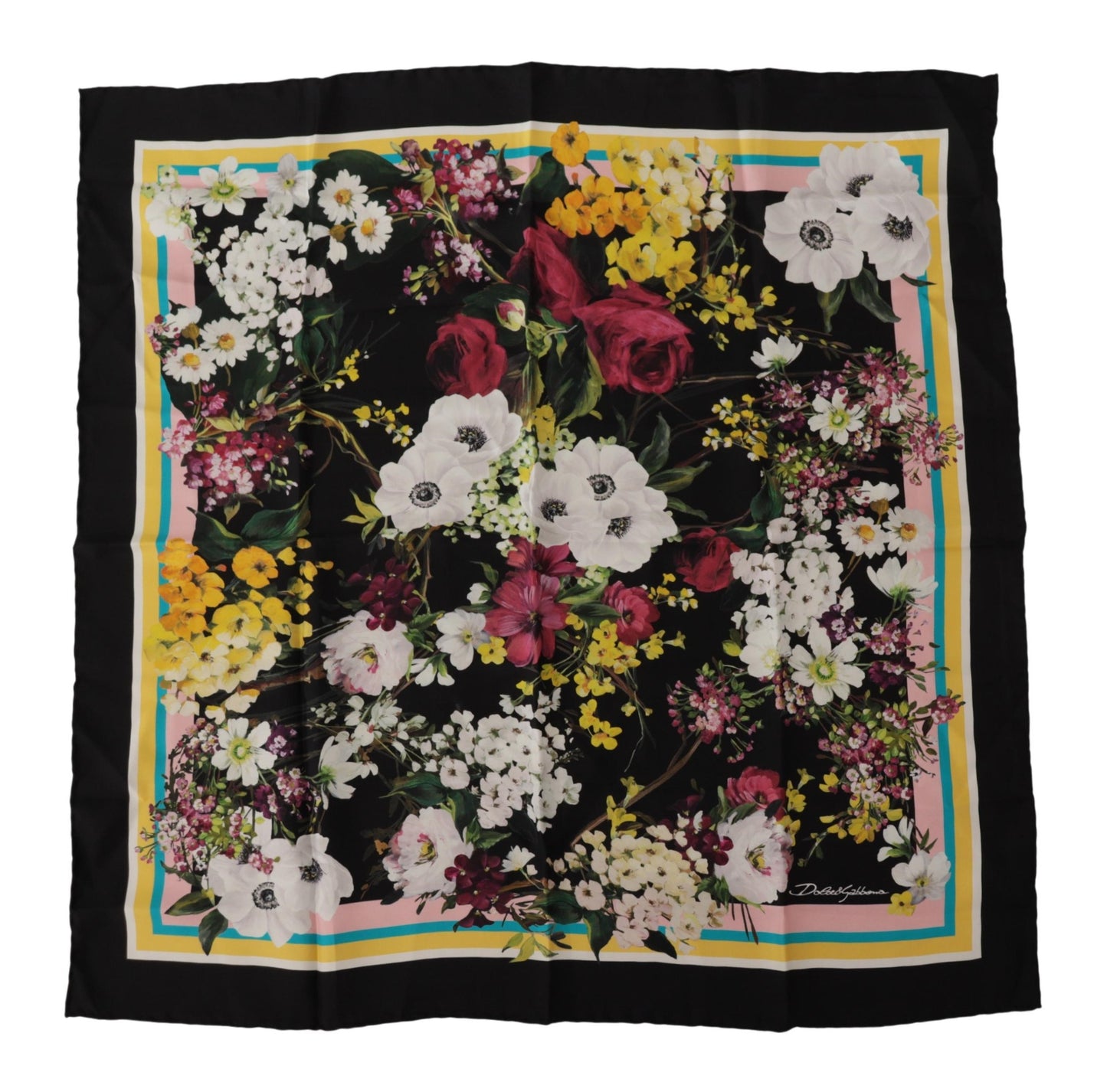 Elegant Silk Square Floral Scarf