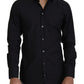 Black Cotton Slim Fit Formal Dress GOLD Shirt