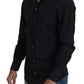 Black Cotton Slim Fit Formal Dress GOLD Shirt