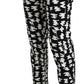 Elegant Black and White Patterned Denim Jeans