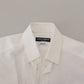 White Cotton Slim Fit Formal Dress GOLD Shirt