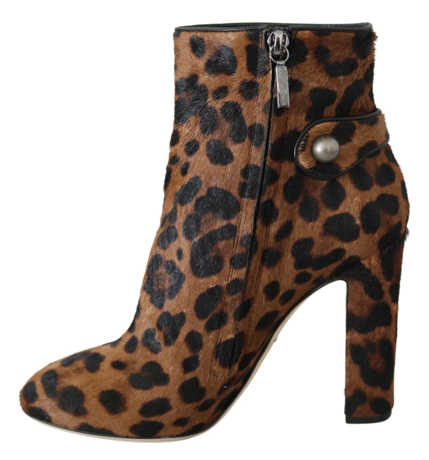 Leopard-Print Calf Hair Ankle Boots