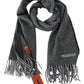 Elegant Gray Wool Unisex Scarf with Logo Embroidery