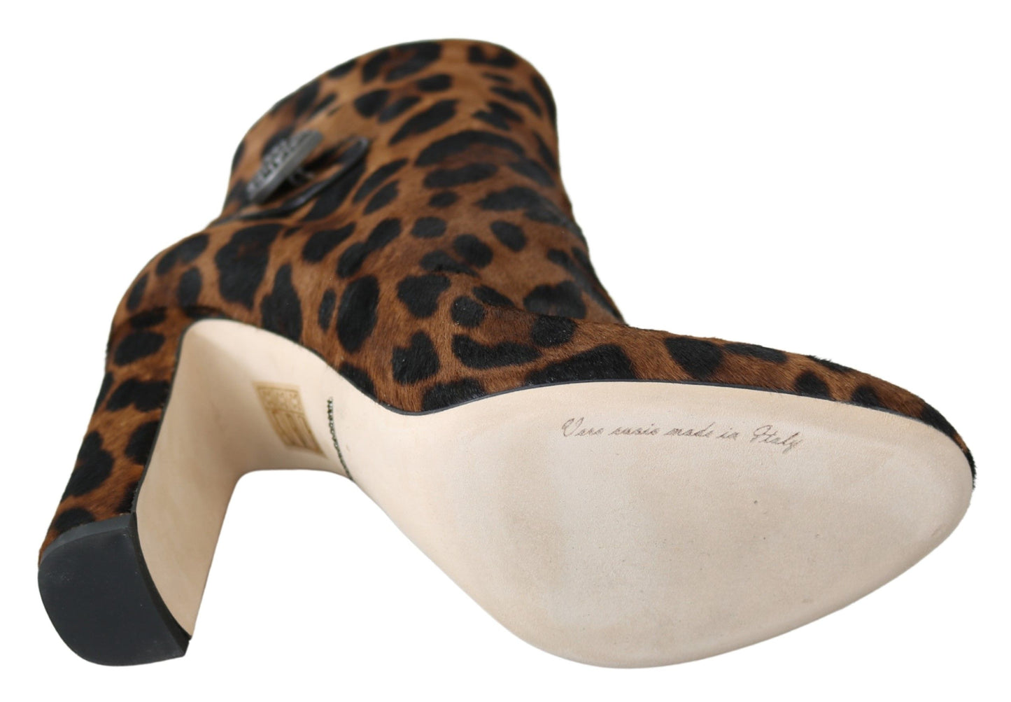 Leopard-Print Calf Hair Ankle Boots